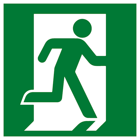 Знак эвакуационный E 01-02 "Выход здесь" (правосторонний) 200х200 мм, пластик | pn-e-01-02 EKF