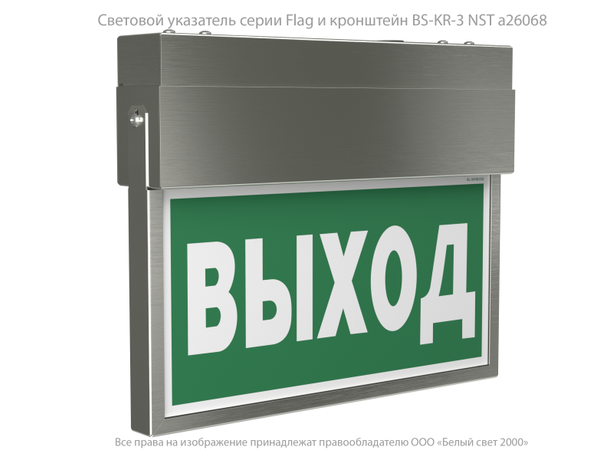 Указатель аварийный светодиодный BS-FLAG-10-S1-ELON NST 3,9вт IP65 централизованный подвесной | a24608 Белый свет