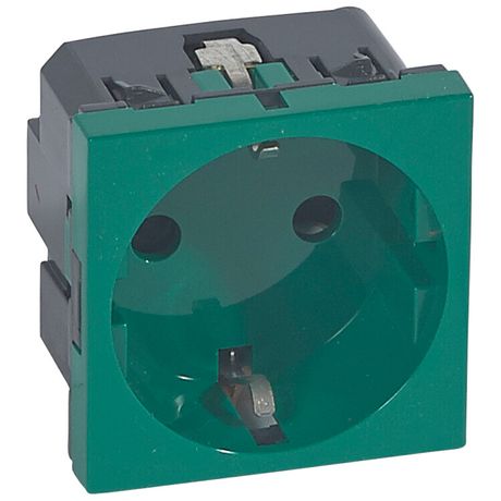 Механизм розетки 1-м СП Mosaic New 2мод. с заземл. зел. Leg 077216 Legrand