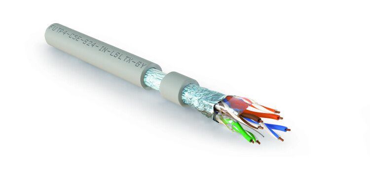Кабель витая пара F/UTP кат.5E 4 пары 24 AWG ОЖ solid экран-фольга нг(А)-LSLTx внутр. FUTP4-C5E-S24-IN-LSLTx-GY-305 сер. (уп.305м) Hyperline 426000