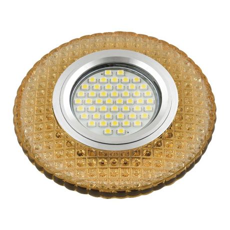 Светильник декор.встр Luciole DLS-L135 GU5.3 GLASSY/GOLD доп.LED подсветка 3Вт, стекл,зерк./светло-желтый. | UL-00003861 Fametto