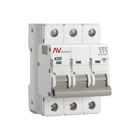 Выключатель автоматический модульный 3п K 50А 10кА AV-10 AVERES EKF mcb10-3-50K-av