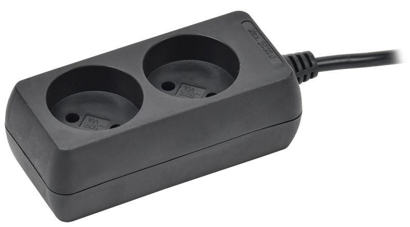 Удлинитель У2 2 места без заземления 1,5м 2х0,75мм2 10А 250В черный - WYP10-06-02-01-K02 IEK