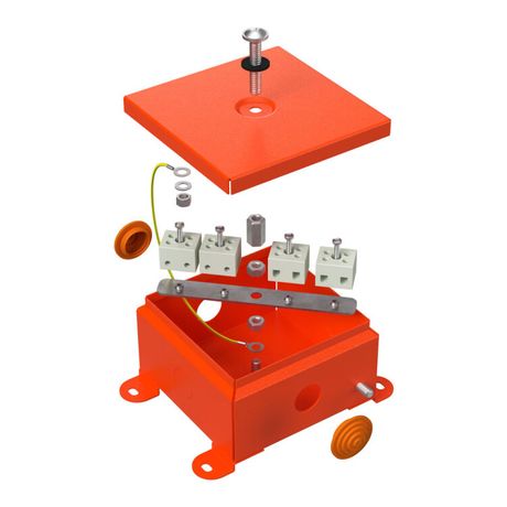 Коробка металлическая огнестойкая 70-0360-FR10.0-4 Е15-Е120 110х110х65 IP55 4p, 10.0 мм.кв.| | Промрукав Строитель