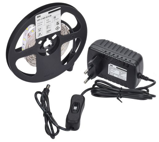 Комплект светодиодной ленты DIY (2835W60-4,8-IP20-12В 5м + др. выкл.) | LSR1-2-060-20-1-05-S1 IEK