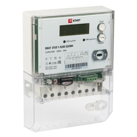 Счётчик электрической энергии трехфазный многотарифный SKAT 315E/1-5(60) SIRP PROxima - 31501R EKF