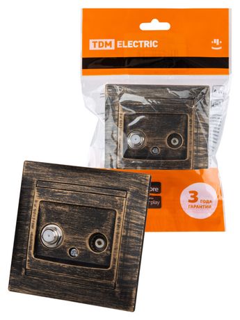 Розетка TV ("мама") + SAT (F-разъем) 0-2400МГц старинная бронза "Лама" | SQ1815-0761 TDM