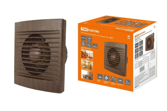 Вентилятор бытовой настенный, 100 С "ЭКО" (бук) | SQ1807-0102 TDM