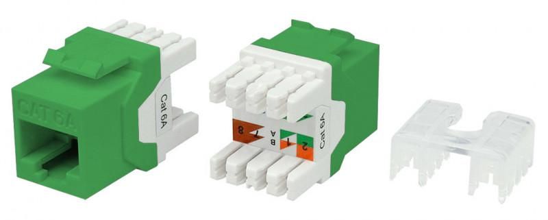 Вставка Keystone Jack RJ45 (8P8C) кат.6A (10G) 180град. KJ8-8P8C-C6A-180-GN зел. Hyperline 432646