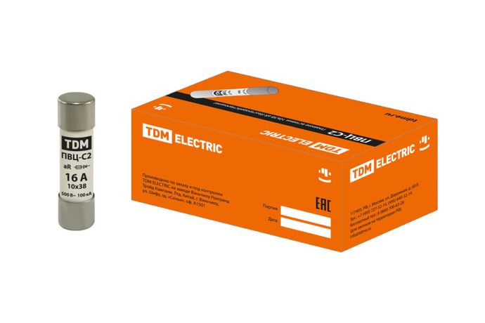 Вставка плавкая ПВЦ-С2 10х38 aR (быстродействующая) 16А | SQ0729-0044 TDM