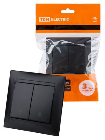 Выключатель на 2 направления кл. 10А графит "Лама" | SQ1815-0607 TDM