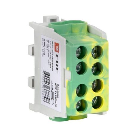 Клемма распределительная КСР с двойным винтом 2x25/2x16 желто-зеленая PROxima | ksr-2.25-2.16-y-green EKF