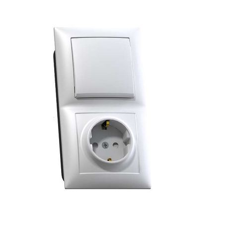 СЕЛЕНА Блок Выключатель 10А/ розетка с заземлением со шторками 16А БКВР-414 скрытый слоновая кость - 8173 Кунцево