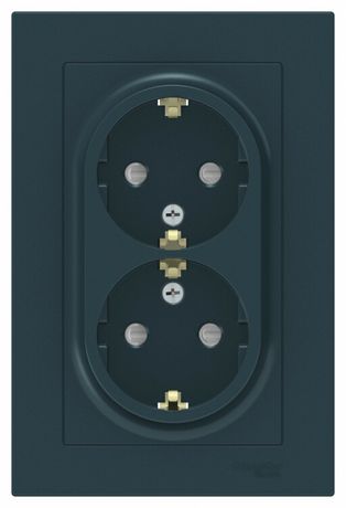 Розетка 2-м СП AtlasDesign 16А IP20 с заземл. защ. шторки в сборе изумруд SE ATN000826 APC