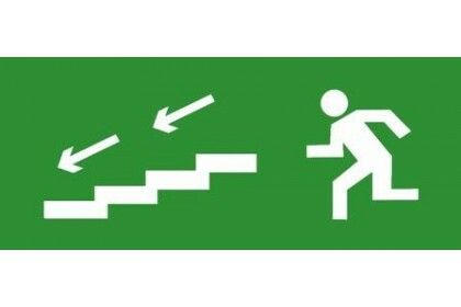 Эвакуационный знак ЭП13 По лестнице вниз налево 140x280 мм | 140280 TechnoLux