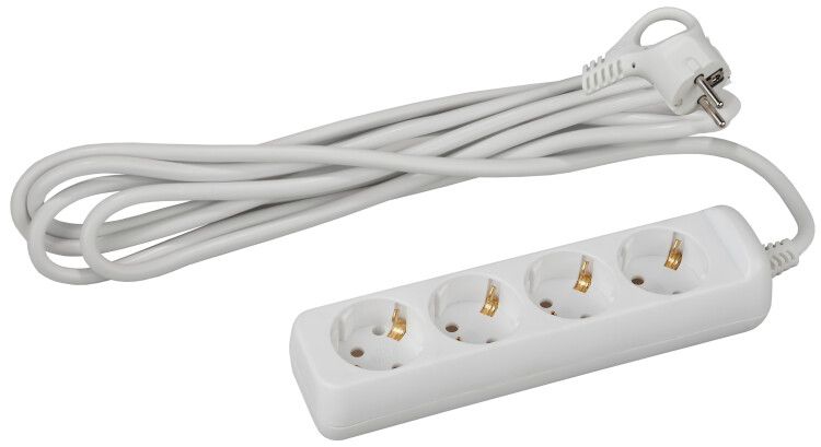 Удлинитель c заземл., 3х1мм2, 16А, ПВС, 4гн, 3м (20/600) U-4e-3m-3x1 - Б0028374 ЭРА