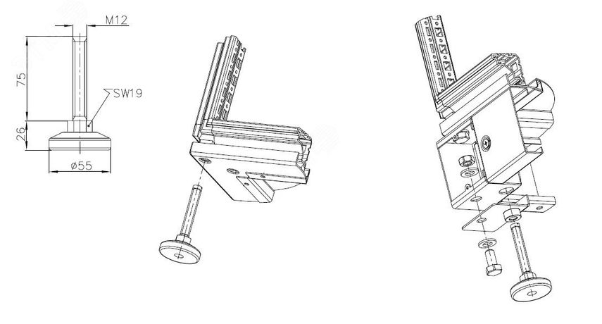 Комплект ножек опорных М12 для шкафов EMS 4 шт - EMS-M12 ЦМО