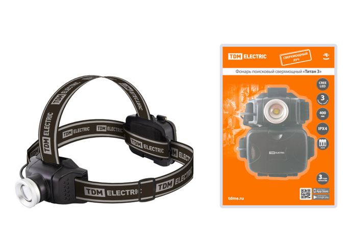Фонарь налобный «Титан 3» 6 Вт 1 светодиод CREE 400 лм, 3хАА , IPX4, | SQ0350-0100 TDM