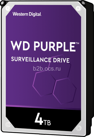 Диск жесткий WD40PURZ HDD WD SATA3 4Tb Purple Video IntelliPower 64Mb 2 year ocs 1000435922