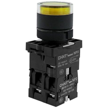 Кнопка управления NP2-EW3565 1НО+1НЗ желтая AC/DC230В(LED), IP40 (R) | 575719 CHINT