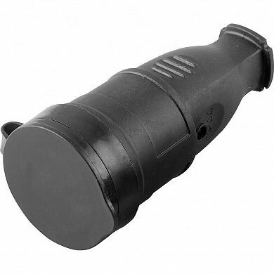 Розетка переносная c/з, с крышкой, 230В,16А,IP44, каучук, черный Stekker - 32751 FERON RST16-21-44