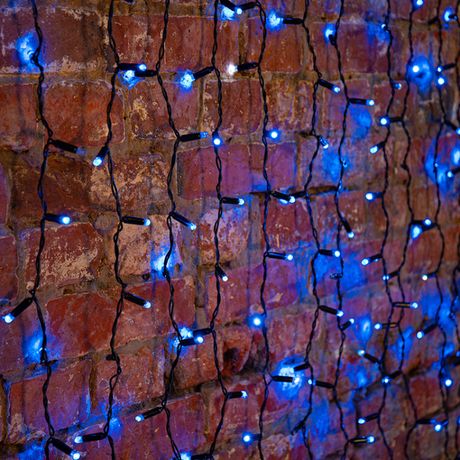 Гирлянда профессиональная Светодиодный Дождь 2х1.5м постоянное свечение темно-зеленый провод 220В синий - 235-123 NEON-NIGHT