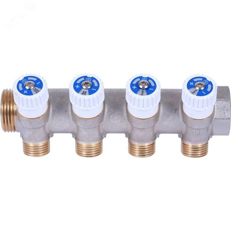 Коллектор распределительный 3/4', 4 отвода 1/2' плоское уплотнение - SMB 6852 341204 STOUT RG008TN2KF9AL6