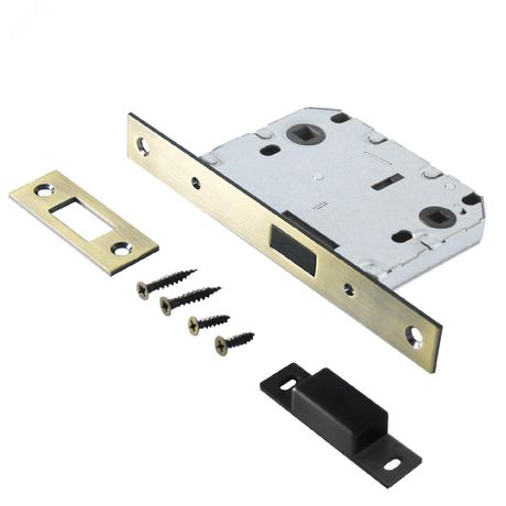 Защелка врезная универсальная без ручек для деревянных межкомнатных дверей, АЛЛЮР АРТ L7050-MS AB старая бронза - 11547 ПТК