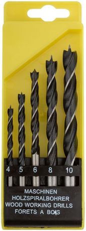 Сверла по дереву (4-5-6-8-10мм) пластиковый бокс (5шт) - 36101 РОС