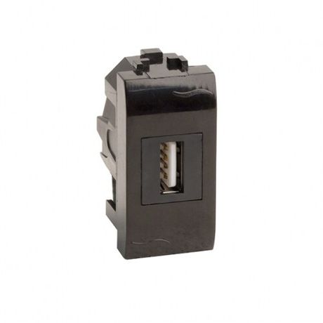 Розетка мультимедийная Brava 1мод. USB 2.0 черн. DKC 77200N ДКС