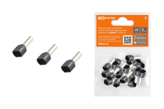 Наконечник штыревой втулочный изолированный (двойной) НШвИ (2) 6,0х14 (20шт) | SQ0568-0058 TDM