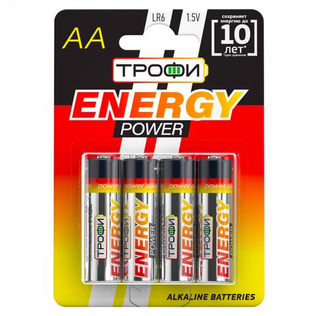 Батарейка Трофи LR6-4BL ENERGY POWER Alkaline (40/640/20480) - C0034657 ЭРА