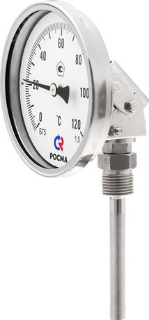 Термометр биметаллический коррозионностойкий универсаоьный БТ-54.220 0-100С 1/2' шток 200мм кл.1.5 - 00000006207 РОСМА