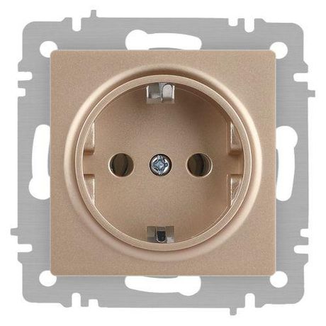Розетка однофазная скрытого монтажа, в рамку с заземлением без шторок шампань 16А 250В IP20 винтовые зажимы 6-202-04 Intro Accent - Б0063690 ЭРА
