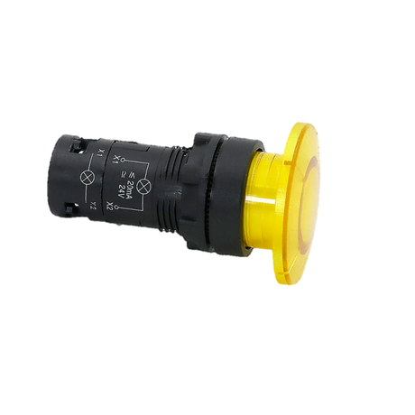 Кнопка грибовидная OptiSignal Compact D22 C7-PM-511 желтая 1НО+1НЗ | 362128 КЭАЗ 362127