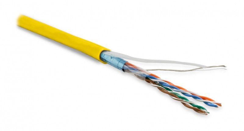 Кабель витая пара, экранированная F/UTP, категория 5e, 4 пары (26 AWG), многожильный (patch), экран - фольга, LSZH, нг(С)-HF, –20°C – +75°C, желтый 243617 Hyperline
