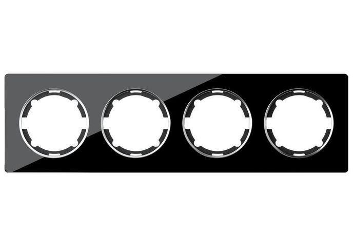 Рамка горизонтальная стеклянная на 4 прибора, цвет чёрный - 2234942 ССТ