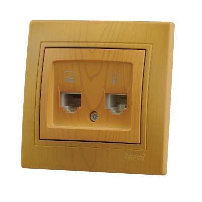 Розетка компьютерная + телефонная 2-м СП Mira RJ45 RJ11 ольха LEZARD 701-0701-143