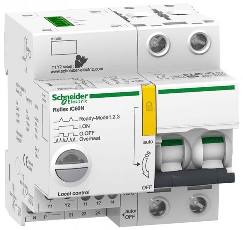 Выключатель автоматический двухполюсный REFLEX iC60N Ti24 25А C 10кА | A9C62225 Schneider Electric