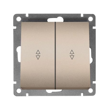 Переключатель проходной 2-кл. СП Афина 10А IP20 механизм шампань (ivory) UNIVersal A0026-Br Союз