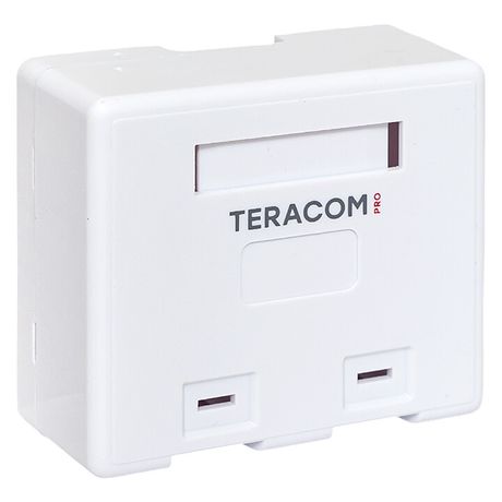 Корпус розетки настенной на 2 модуля Keystone со шторками и маркерами бел. TERACOM PRO EKF TRP-EBOX-2KSTN-WH