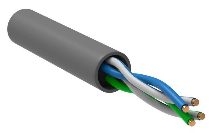 Кабель связи витая пара U/UTP, кат.5E 2х2х24AWG solid, PVC, 500м, серый | LC1-C5E02-111 ITK IEK