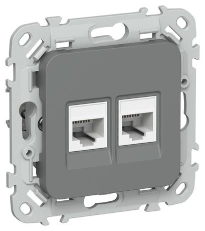 Розетка компьютерная 2-м СП FLITE РК5е-2-0-ФлМА RJ45 кат.5E UTP механизм мокрый асфальт IEK FI-K22-1-K80 IEK (ИЭК) арт. FI-K22-1-K80