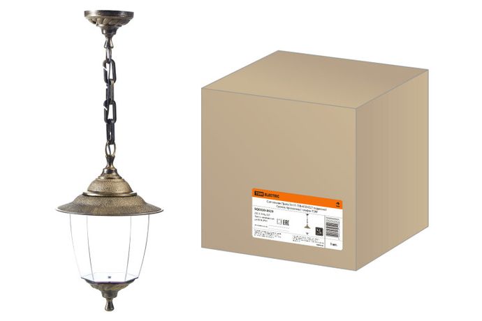 Светильник садово-парковый Прага Эл-11-70Б 60 Вт Е27 подвесной бронза, прозрачный плафон TDM | SQ0330-0529