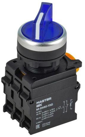 Переключатель с подсв. 2 полож. 1NO+1NC синий MASTER | MI-SW60-11XD-3-14-2-K07 IEK