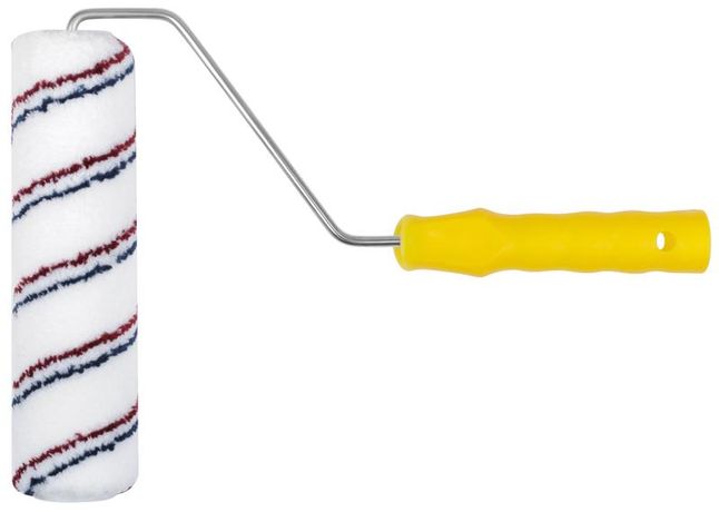 Валик микроволокно с красной и синей полосками диам. 40/63мм ворс 12мм 230мм бел. FIT 01844 РОС