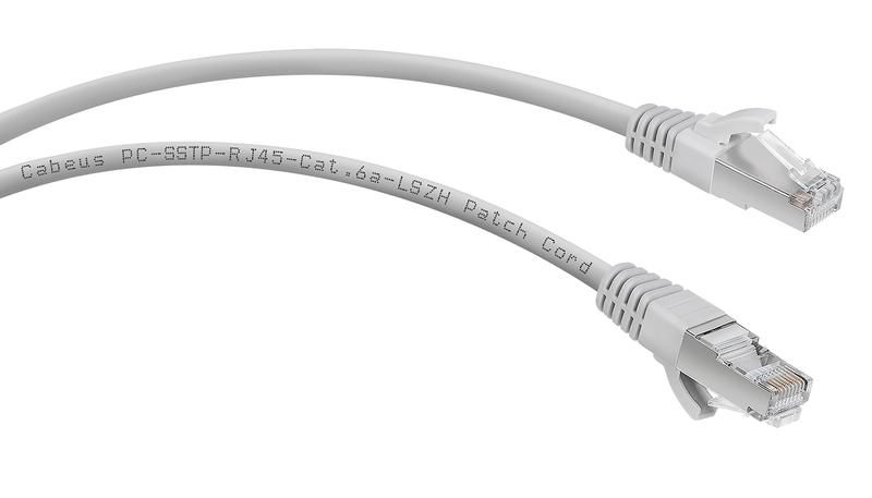 Патч-корд PC-SSTP-RJ45-Cat.6a-10m-LSZH S/FTP, категория 6а (10G), 2xRJ45/8p8c, экранированный, серый, LSZH, 10м - 7906c Cabeus