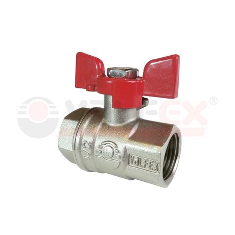 Кран шаровой латунный PREMIUM для ВОДЫ 3/4дюйм ВР/ВР бабочка НИКЕЛИР-Й 11Б27фт1М (48/12) VALFEX VF.217.NB1.034.PREMIUM