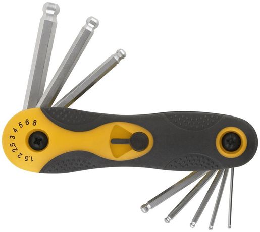 Ключ шестигранный с шаром 1.5-8мм складной CrV (уп.8шт) FIT 64183 РОС