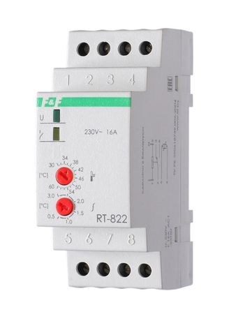 Терморегулятор RT-822 (от +30 до +60град.C) на шину DIN с датчиком RT проводе 16А DEVI 140R1082R ДЕВИ 140F1082R